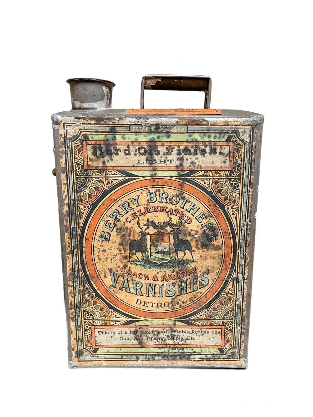 Vintage Berry Brothers Varnishes Celebrated Coach & Railway Tin Detroit Label